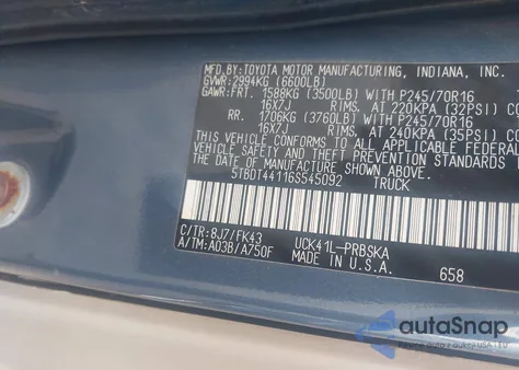 2006 Toyota Tundra Sr5 V8 from USA, damaged, VIN 5TBDT44116S545092